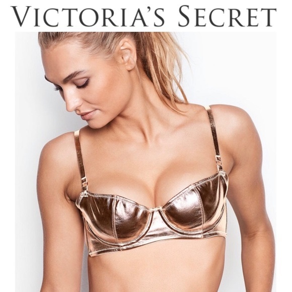 Victoria's Secret Other - Victoria’s Secret Rose Gold Faux Leather Bra 32ddd